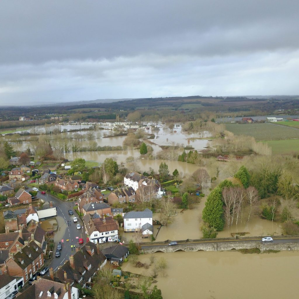 Aerial drone footage of floods in Yalding